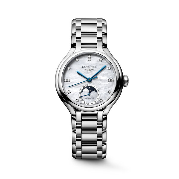 PrimaLuna 34 mm phase de lune automatique en acier inoxydable et diamants